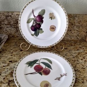 2 Queen's Fruit Pattern Lunch Plates